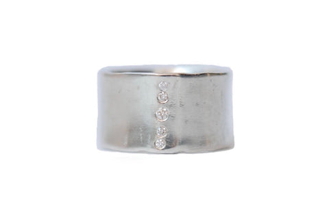 Monica Riley - Sterling cigar band ring with diamonds