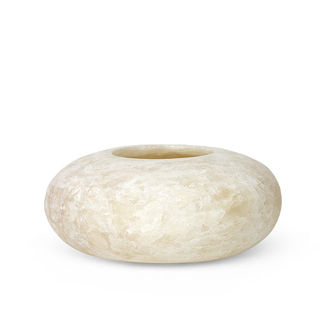 Alabaster/Oval/Candle Holder/handmade from matte crystallized alabaster stone/SiroccoLiving