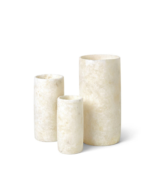 SiroccoLiving/Alabaster/Cylinder/Candle Holder/handmade from matte crystallized alabaster stone